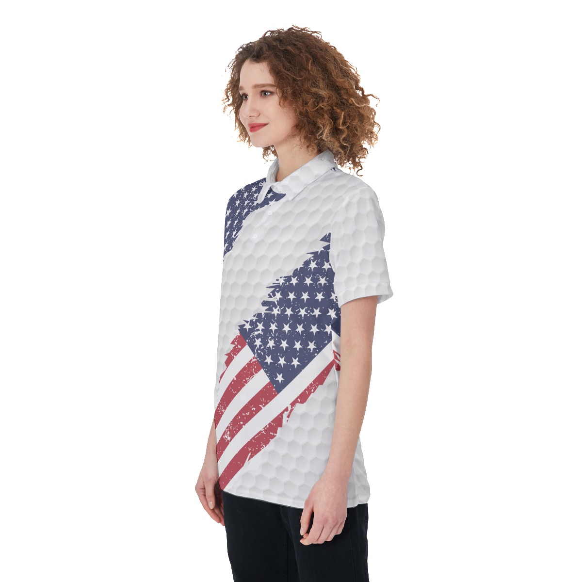 American Flag Women's Golf Shirt