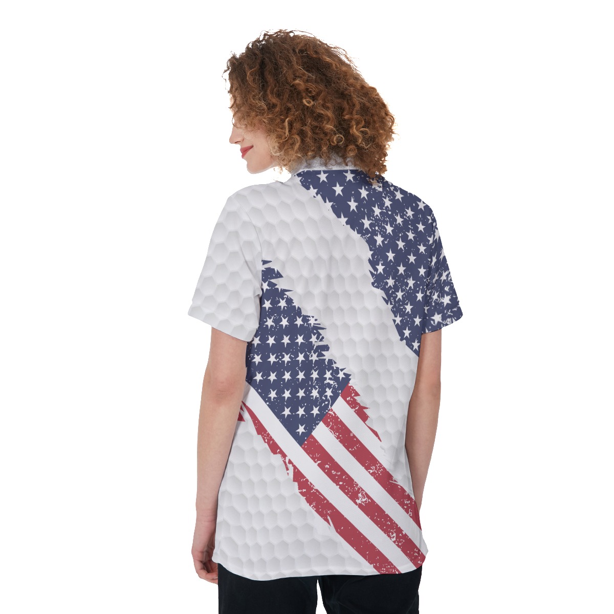 American Flag Women's Golf Shirt