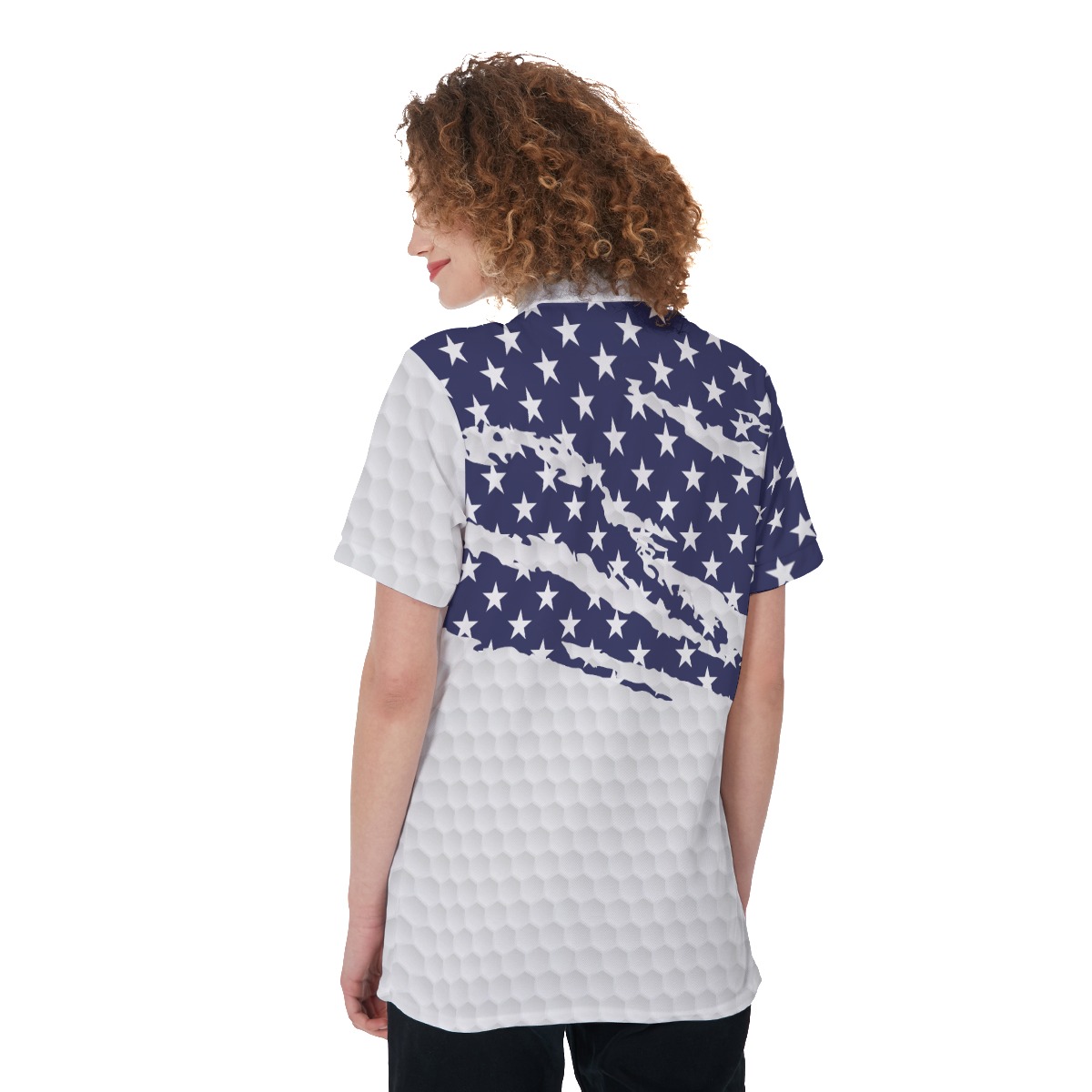 Funny American Flag Golf Shirt For Women