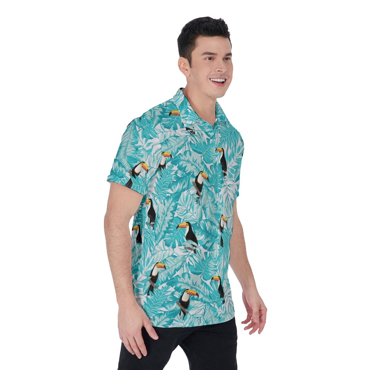 Tropical Leaves Toucans Men's Golf Shirt