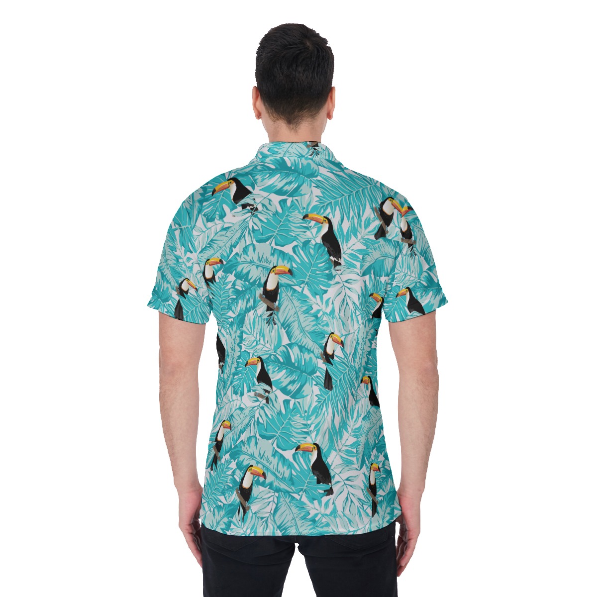 Tropical Leaves Toucans Men's Golf Shirt
