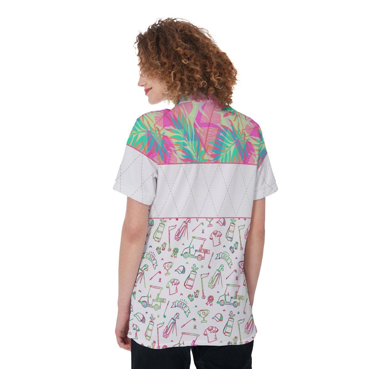 Golf Patterns Floral Women's Hawaiian Polo Shirt