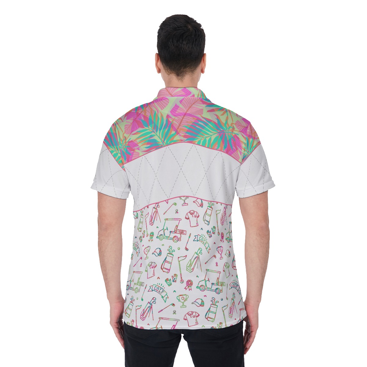 Golf Patterns Floral Hawaiian Polo Shirt For Men