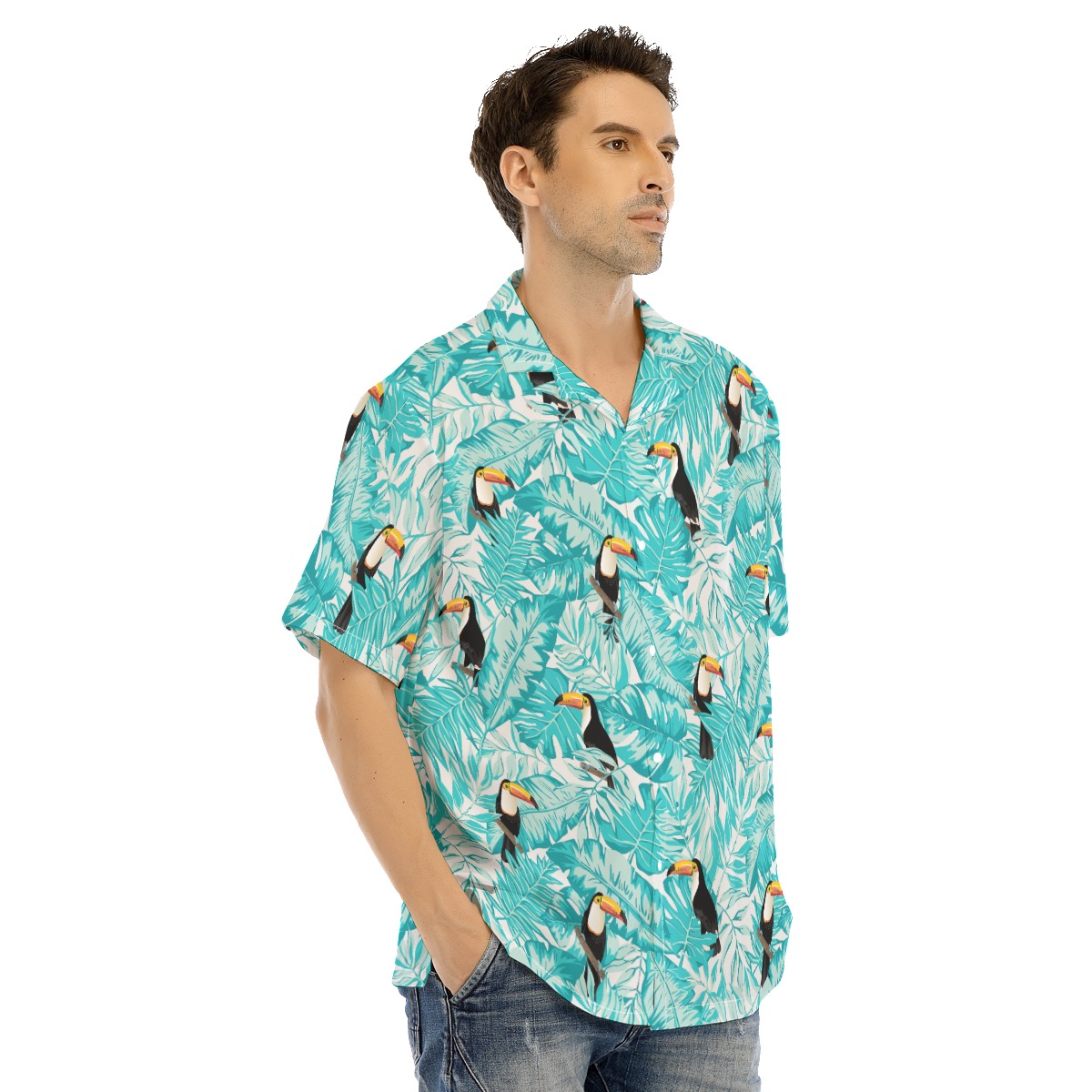 Toucans Tropical Leaves Men's Hawaiian Shirt
