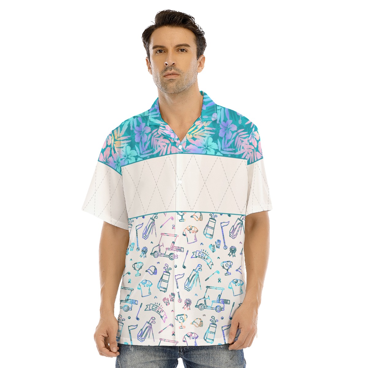 Floral Golf Patterns Hawaiian Shirt For Men - variant image 1