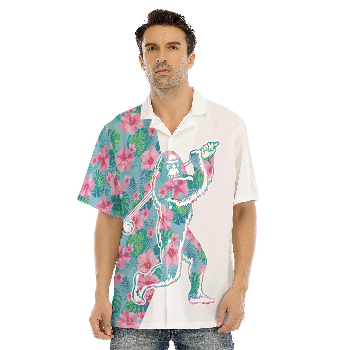 Funny Bigfoot Playing Golf Hawaiian Shirt - variant image 1