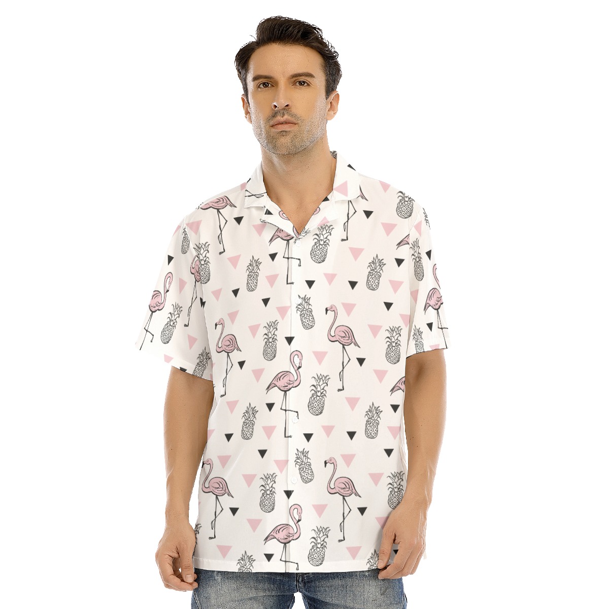 Flamingo Pineapple White Hawaiian Shirt - variant image 1