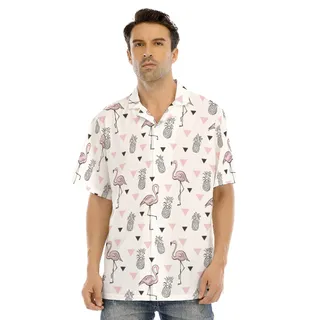 Flamingo Pineapple White Hawaiian Shirt