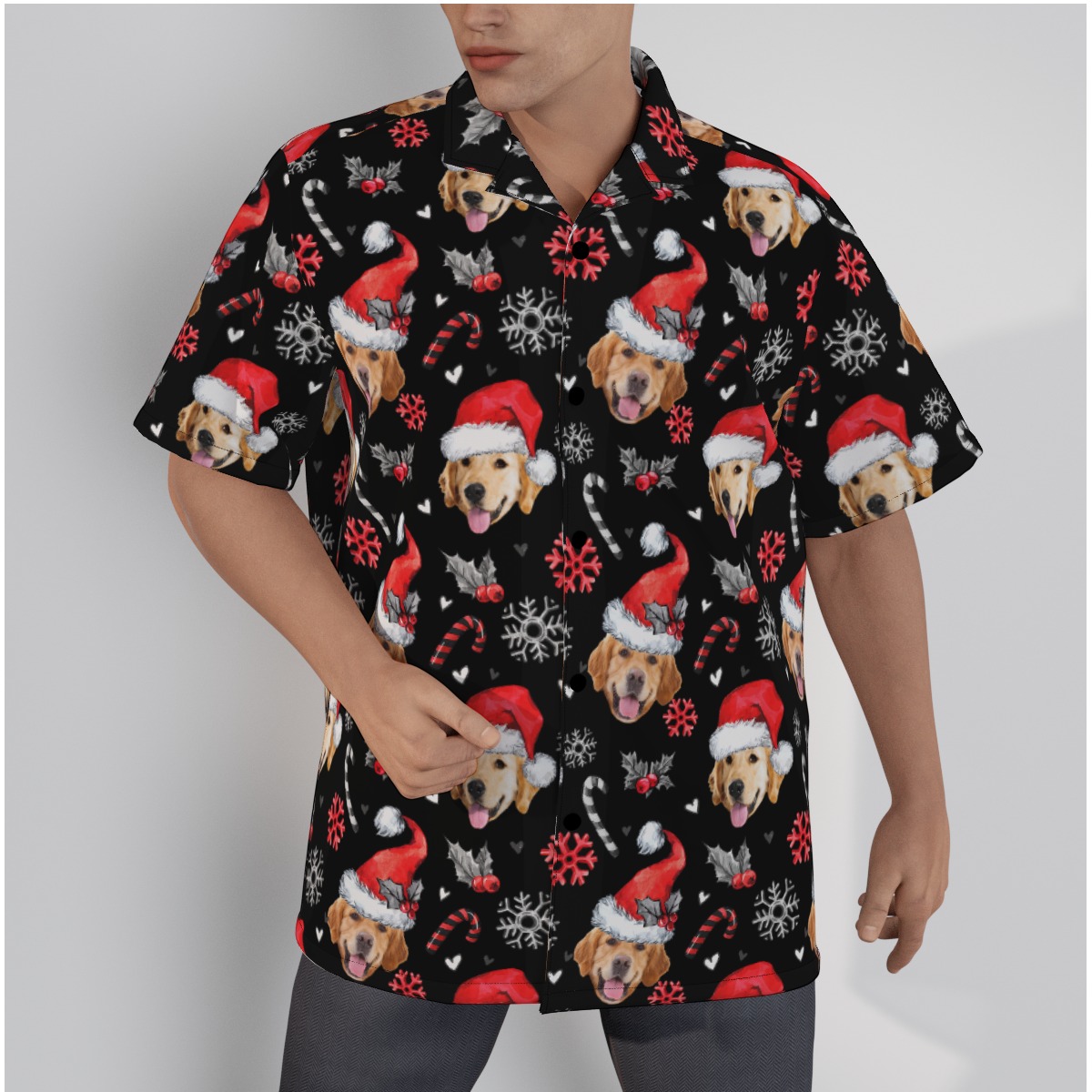 Men's Customize Christmas Hawaiian Shirt With Dog Face - variant image 1