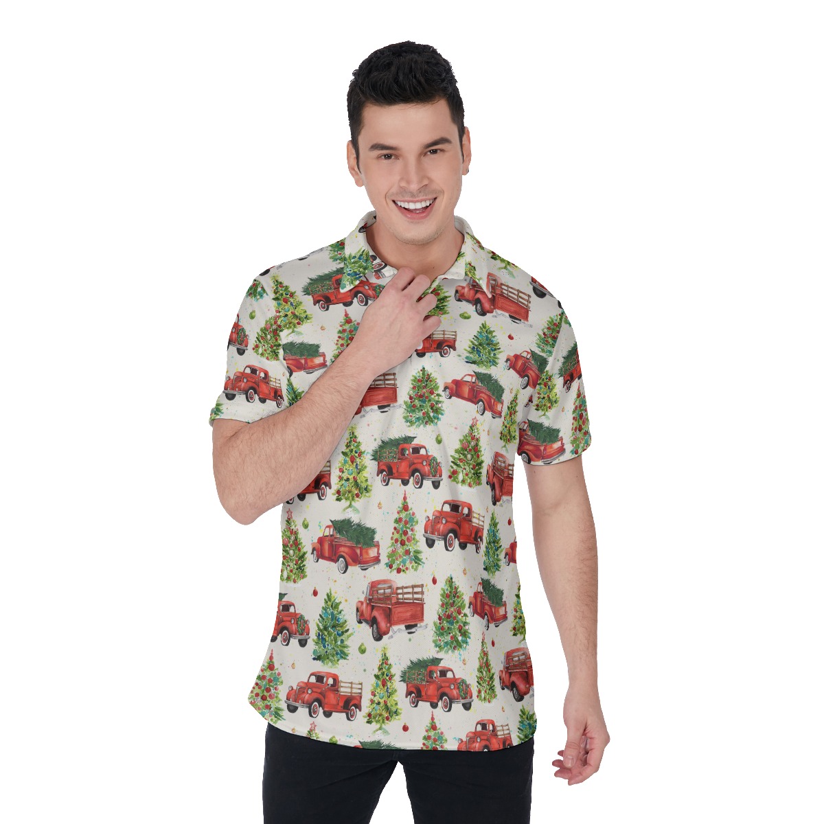Men's Cool Christmas Car Polo Hawaiian Shirt - variant image 1
