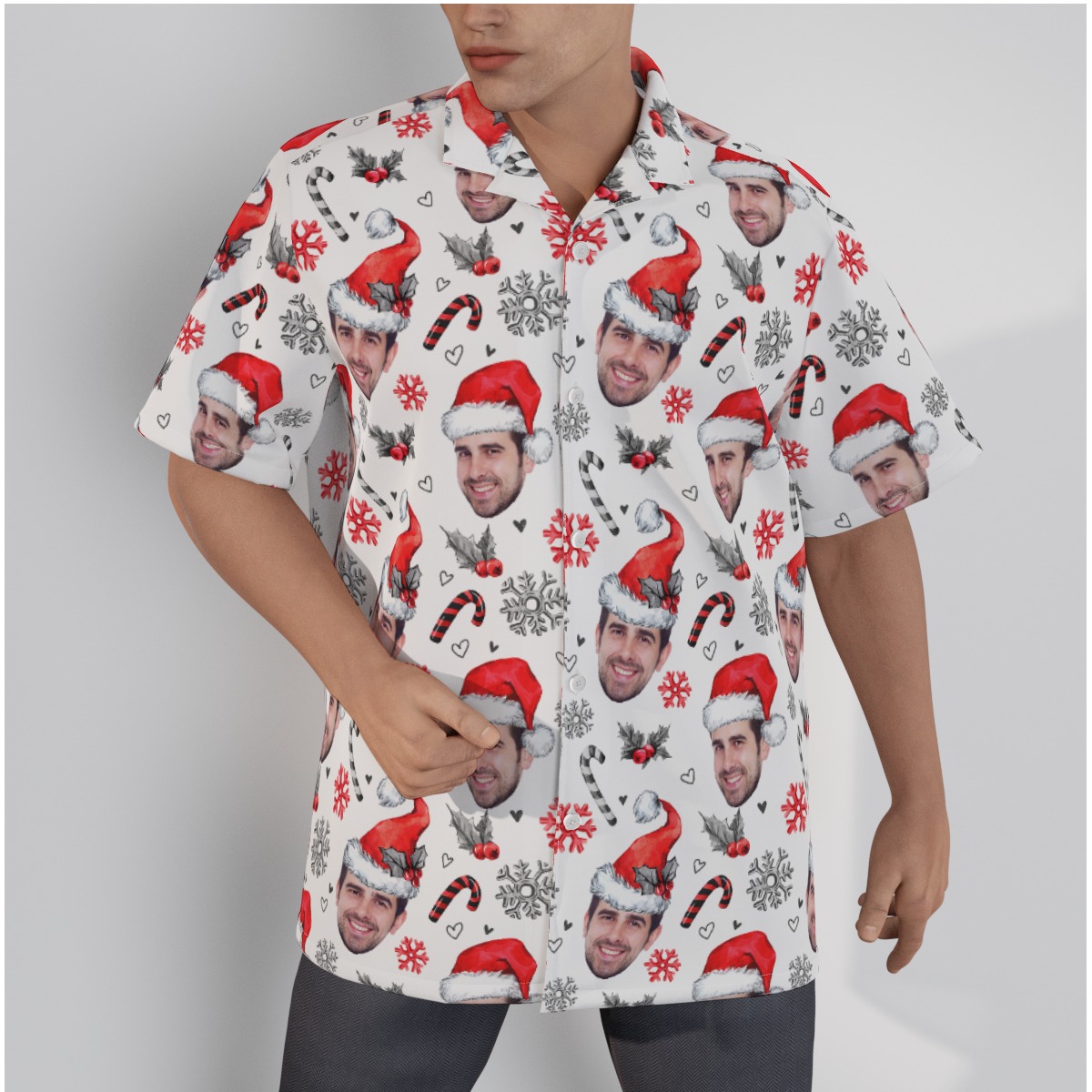 Men's Cool Custom Face Christmas Hawaiian Shirt - variant image 1