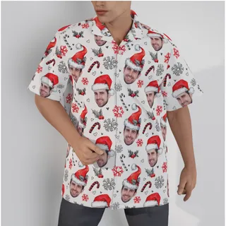 Men's Cool Custom Face Christmas Hawaiian Shirt