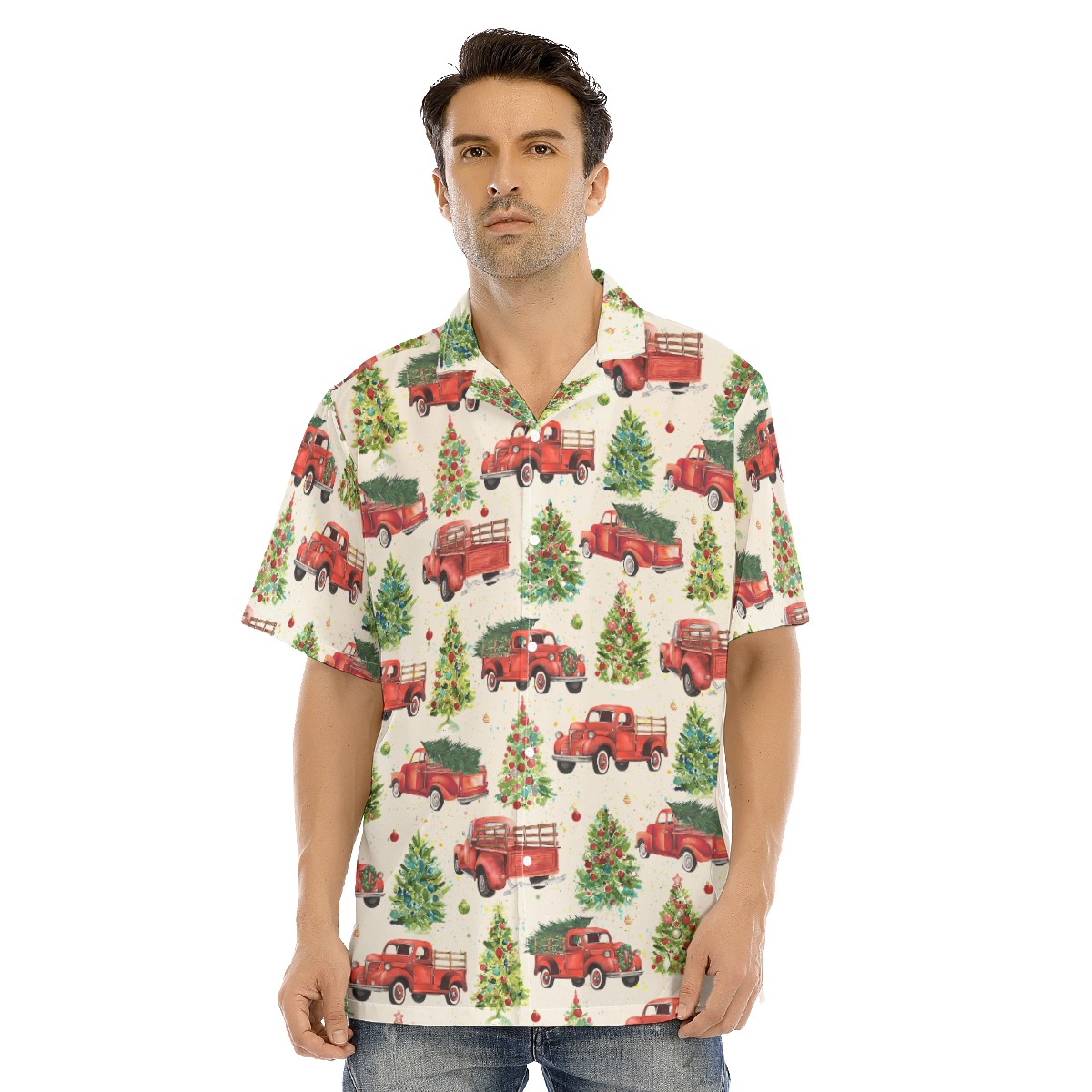 Men's Cute Christmas Truck Hawaiian Shirt - variant image 1