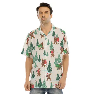 Men's Cool Bigfoot Christmas Hawaiian Shirt