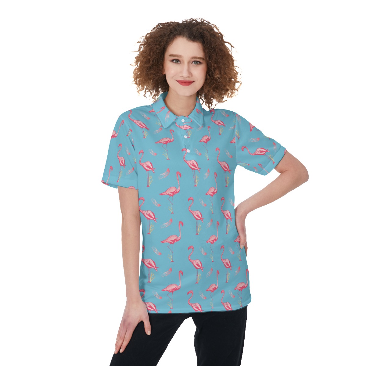 Cool Flamingo Blue Hawaiian Shirt For Women - variant image 1