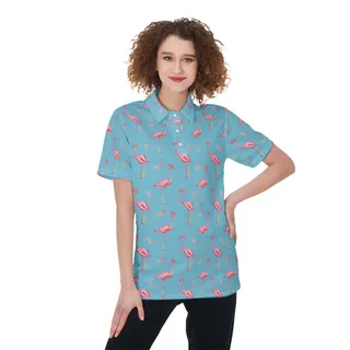 Cool Flamingo Blue Hawaiian Shirt For Women