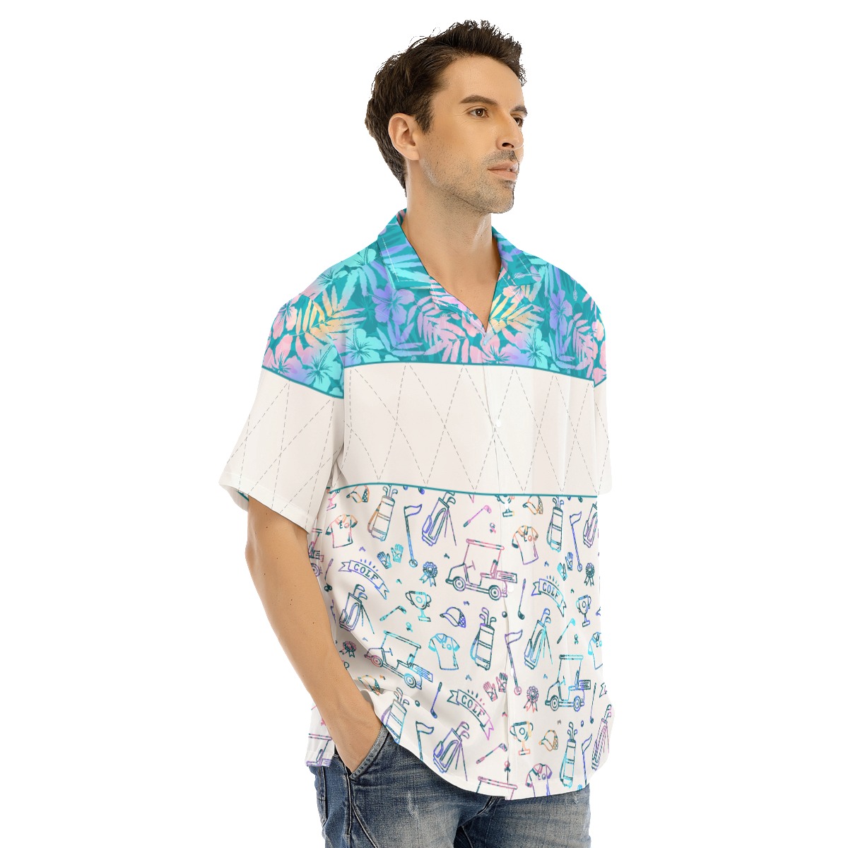 Floral Golf Patterns Hawaiian Shirt For Men
