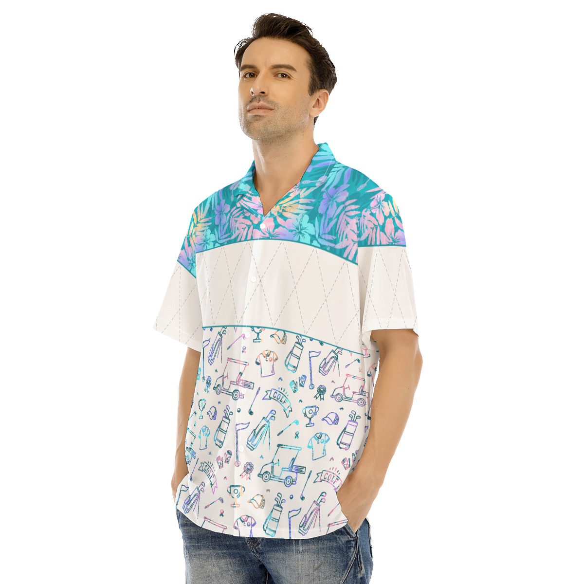 Floral Golf Patterns Hawaiian Shirt For Men