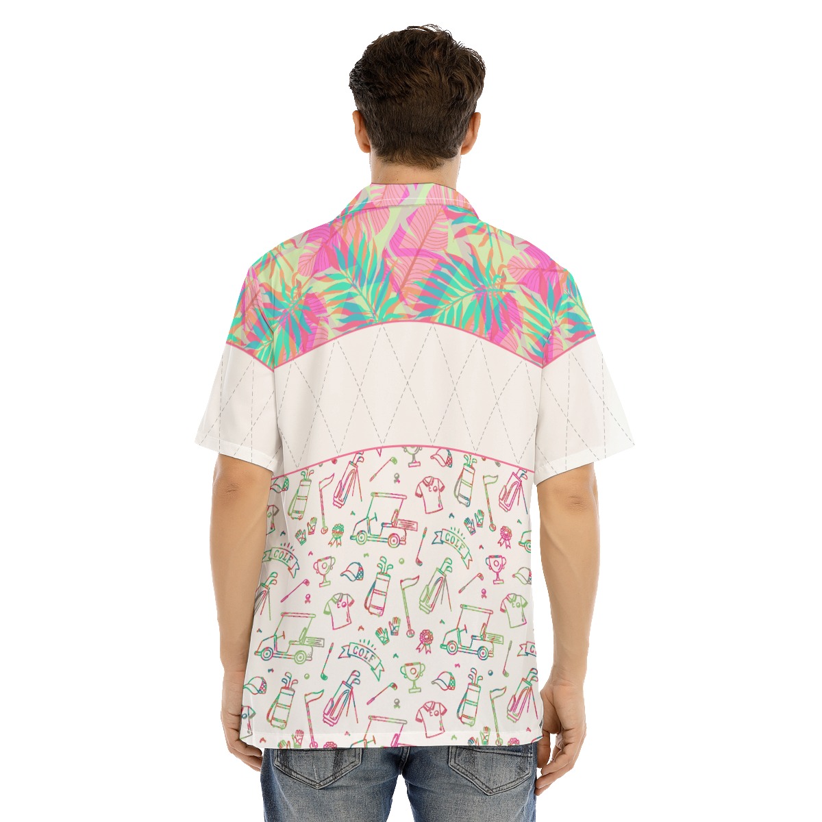 Floral Golf Patterns Pink And White Hawaiian Shirt