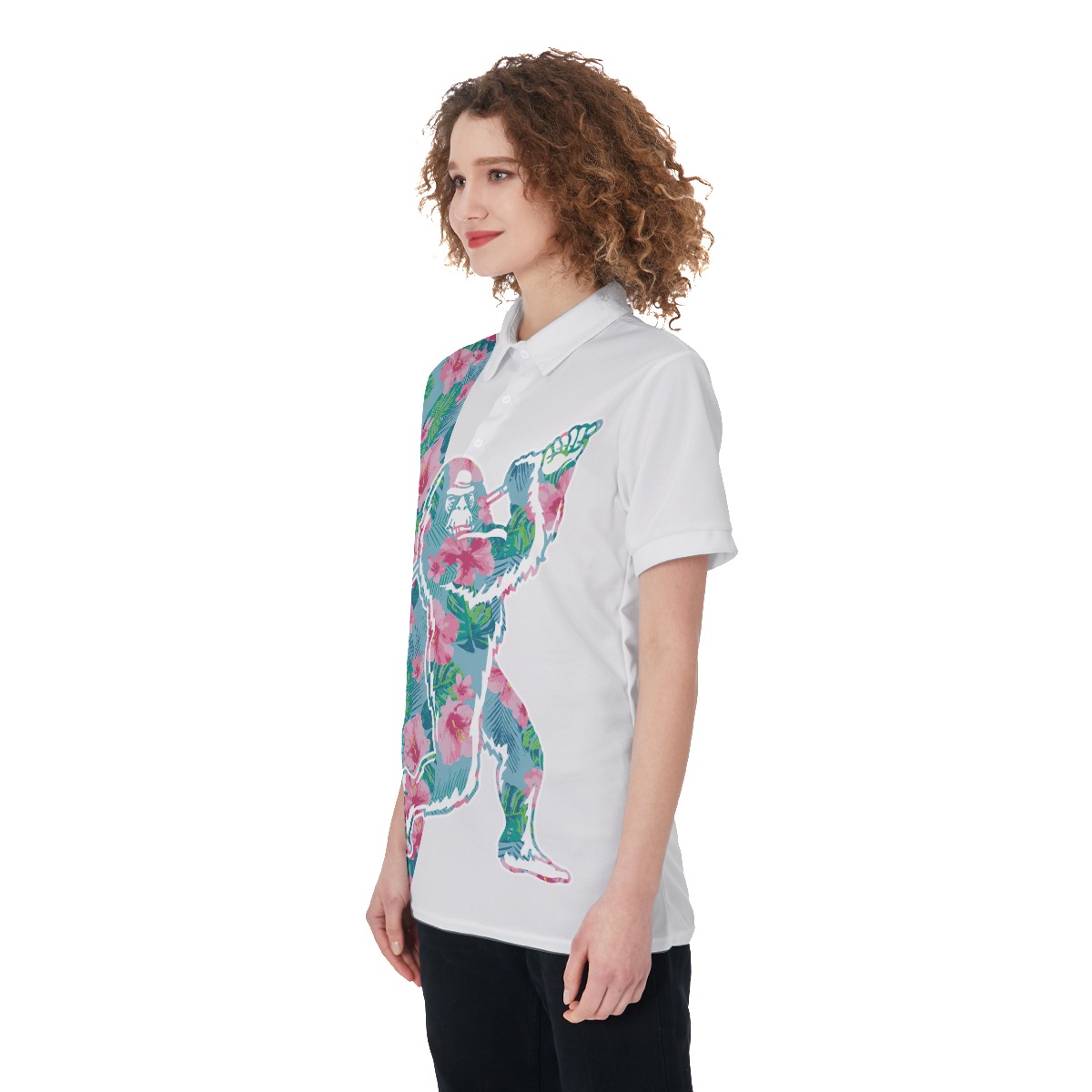 Women's Bigfoot Playing Golf Polo Shirt