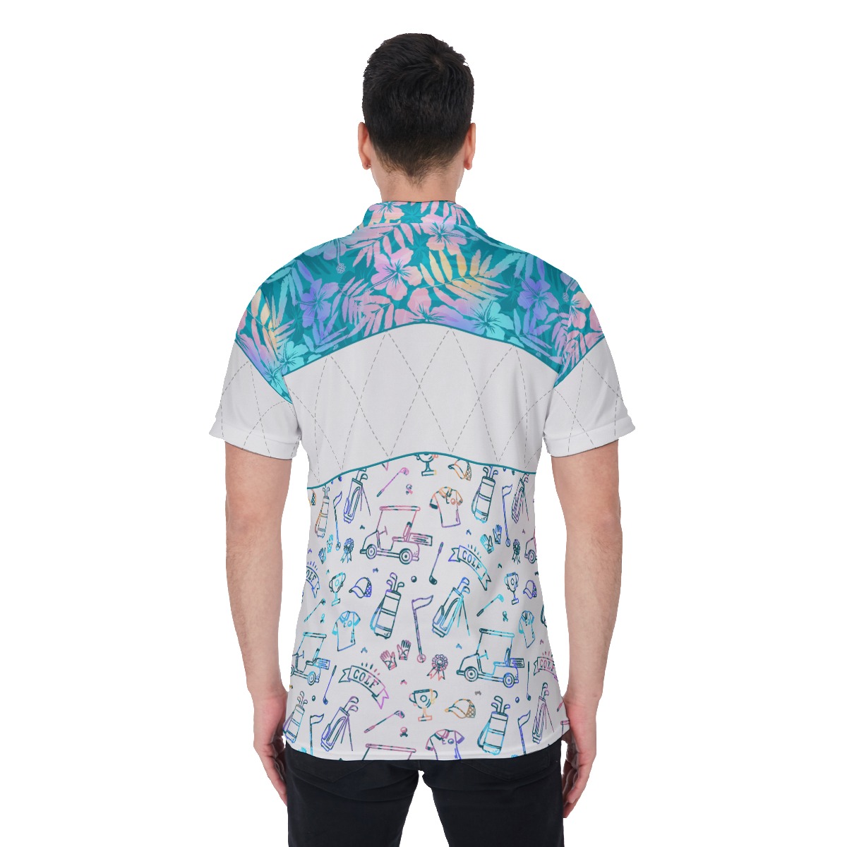 Golf Patterns Floral Men's Hawaiian Polo Shirt