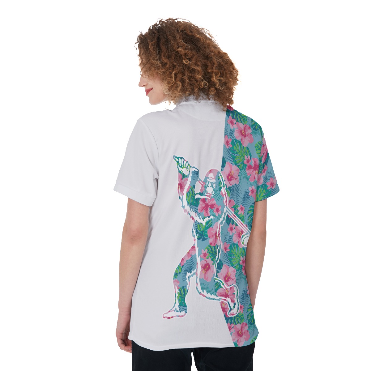 Women's Bigfoot Playing Golf Polo Shirt