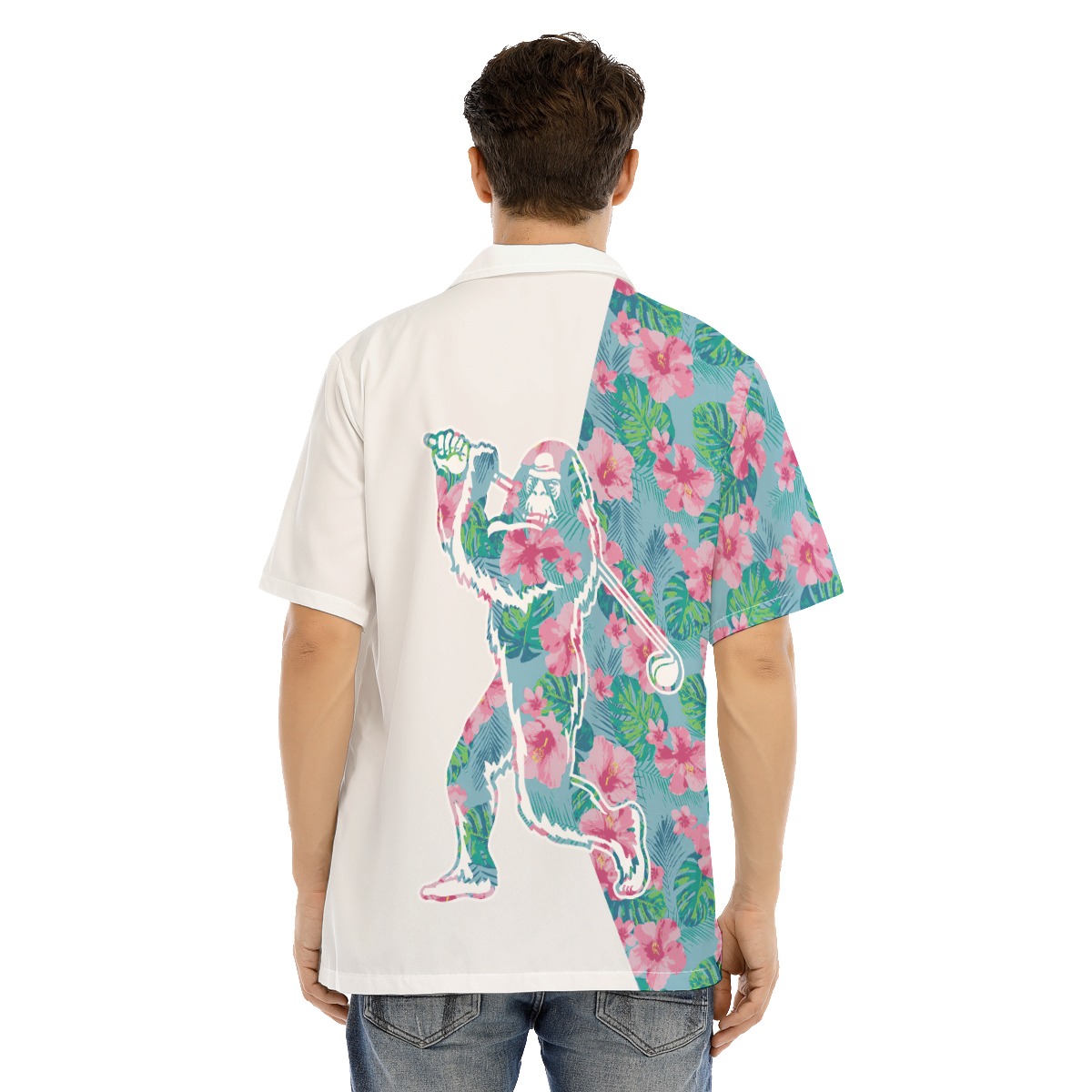 Funny Bigfoot Playing Golf Hawaiian Shirt