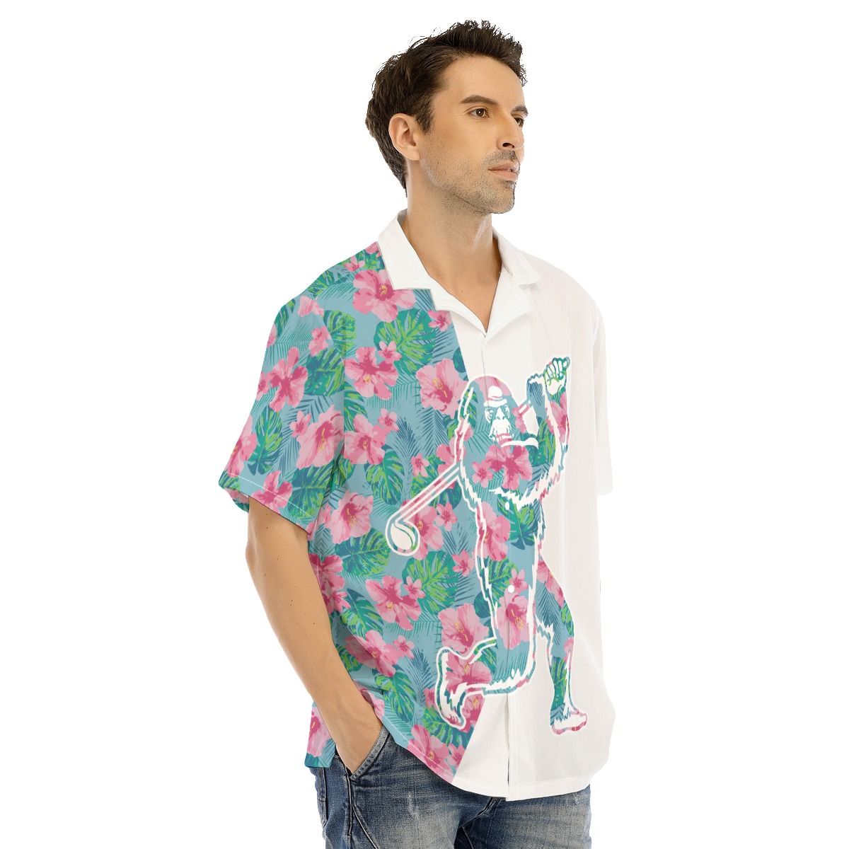 Funny Bigfoot Playing Golf Hawaiian Shirt