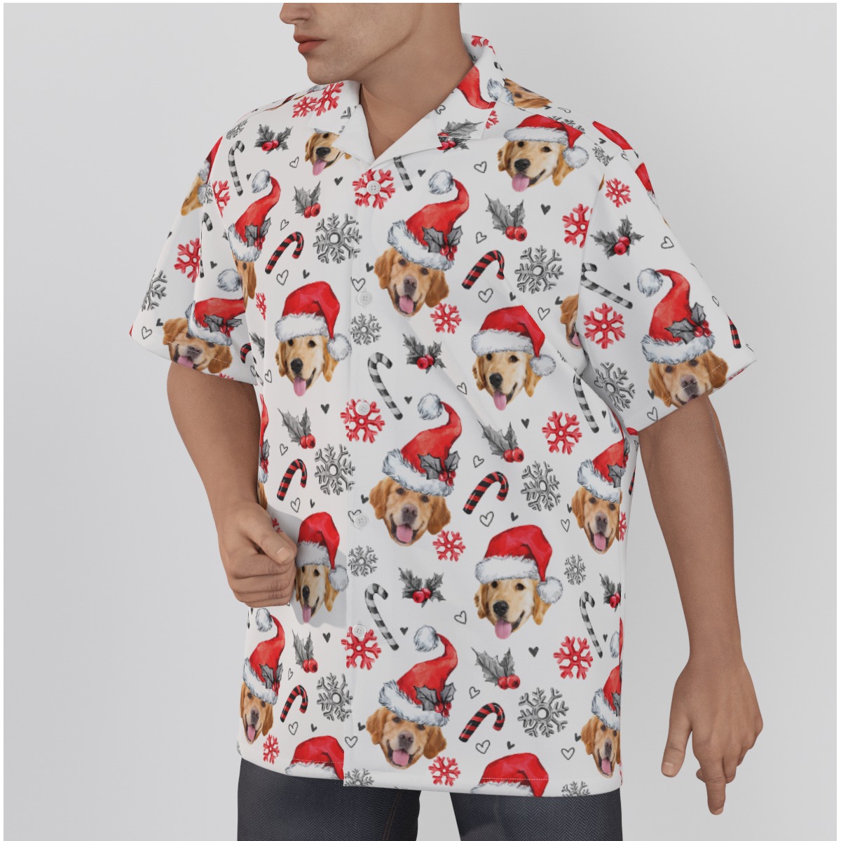 Men's Unique Custom Christmas Hawaiian Shirt With Dog Face
