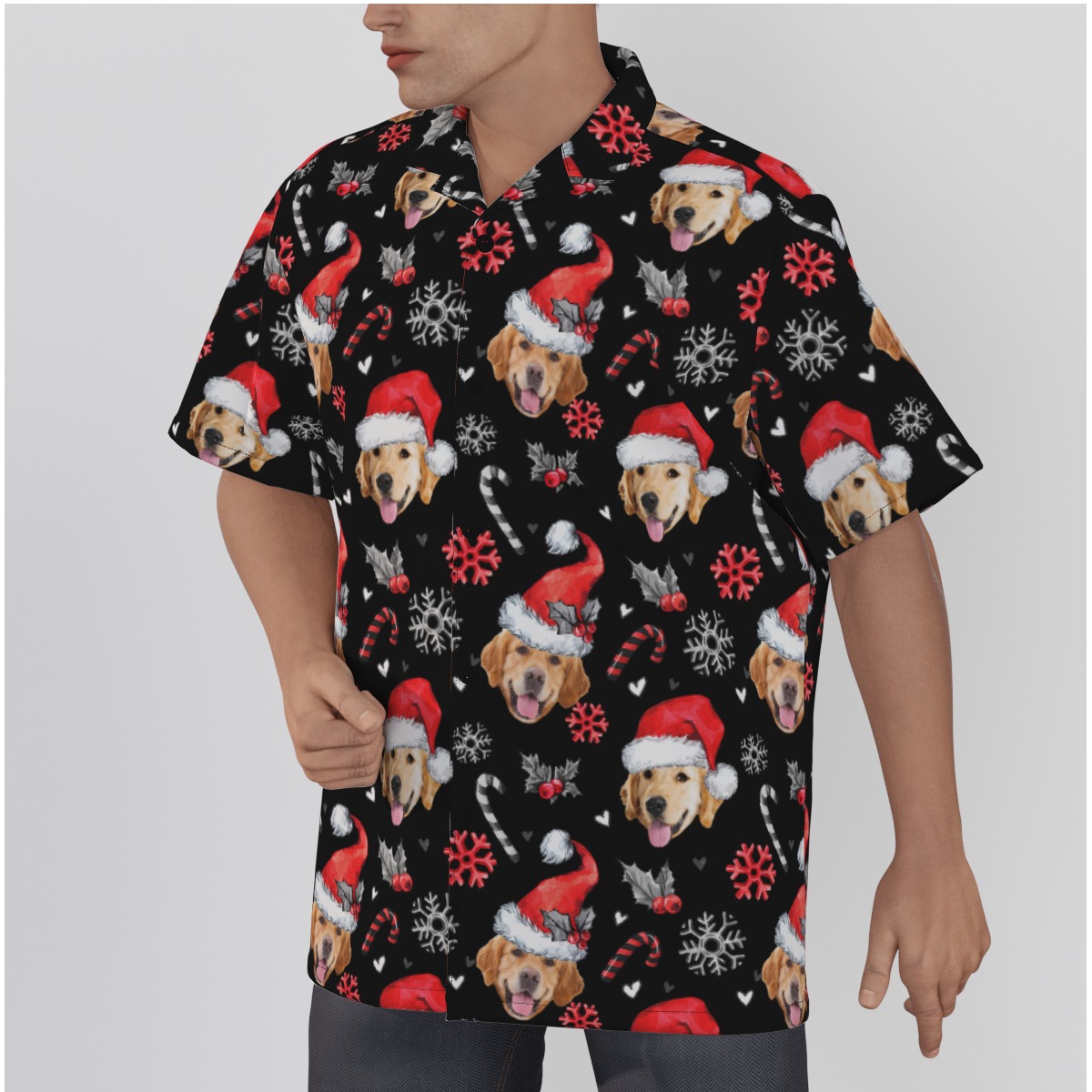 Men's Customize Christmas Hawaiian Shirt With Dog Face