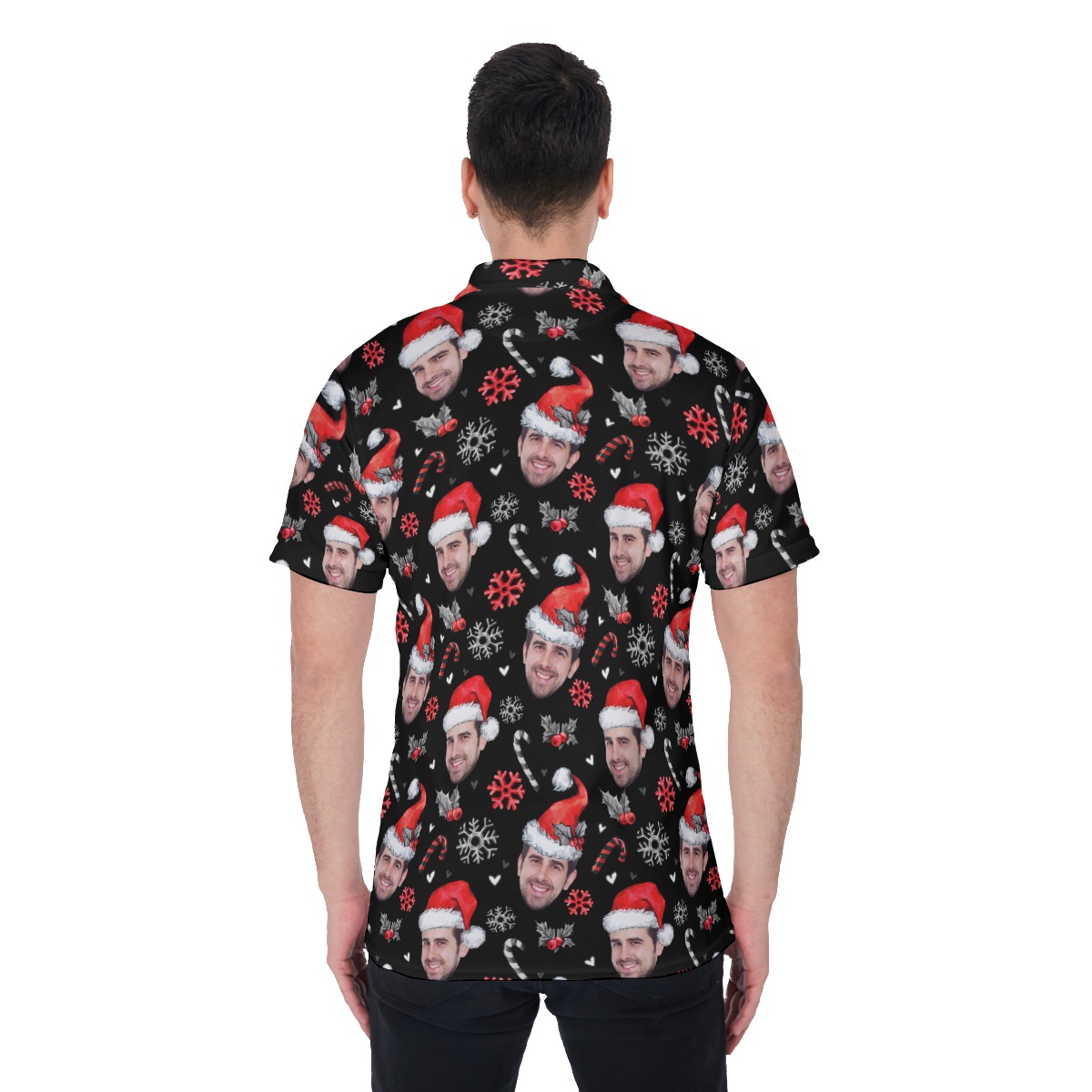 Cool Black Custom Christmas Polo Hawaiian Shirt For Men