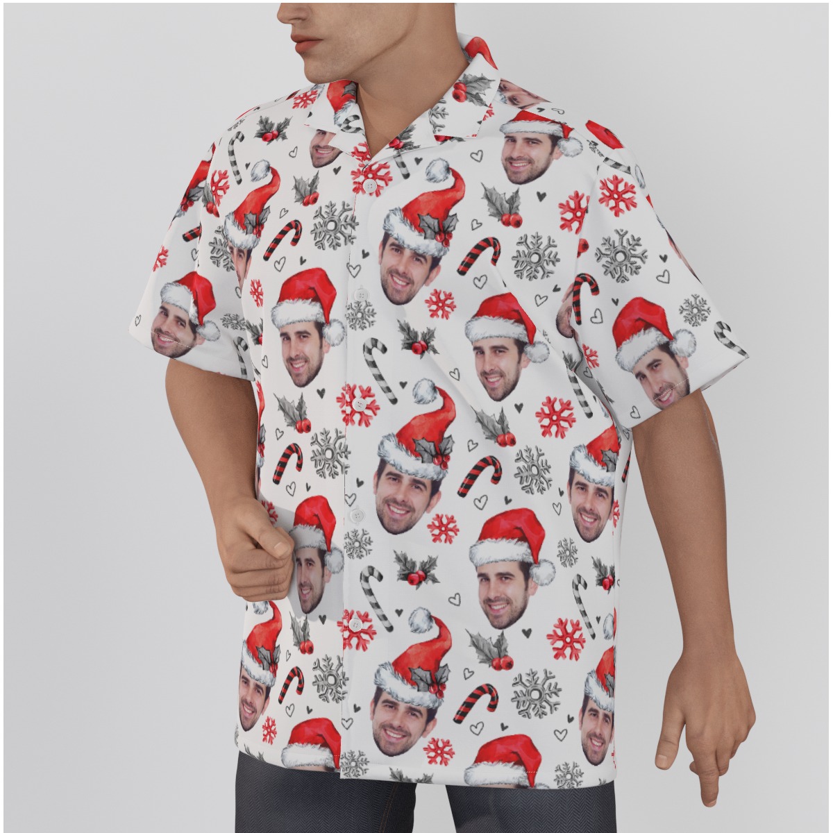 Men's Cool Custom Face Christmas Hawaiian Shirt