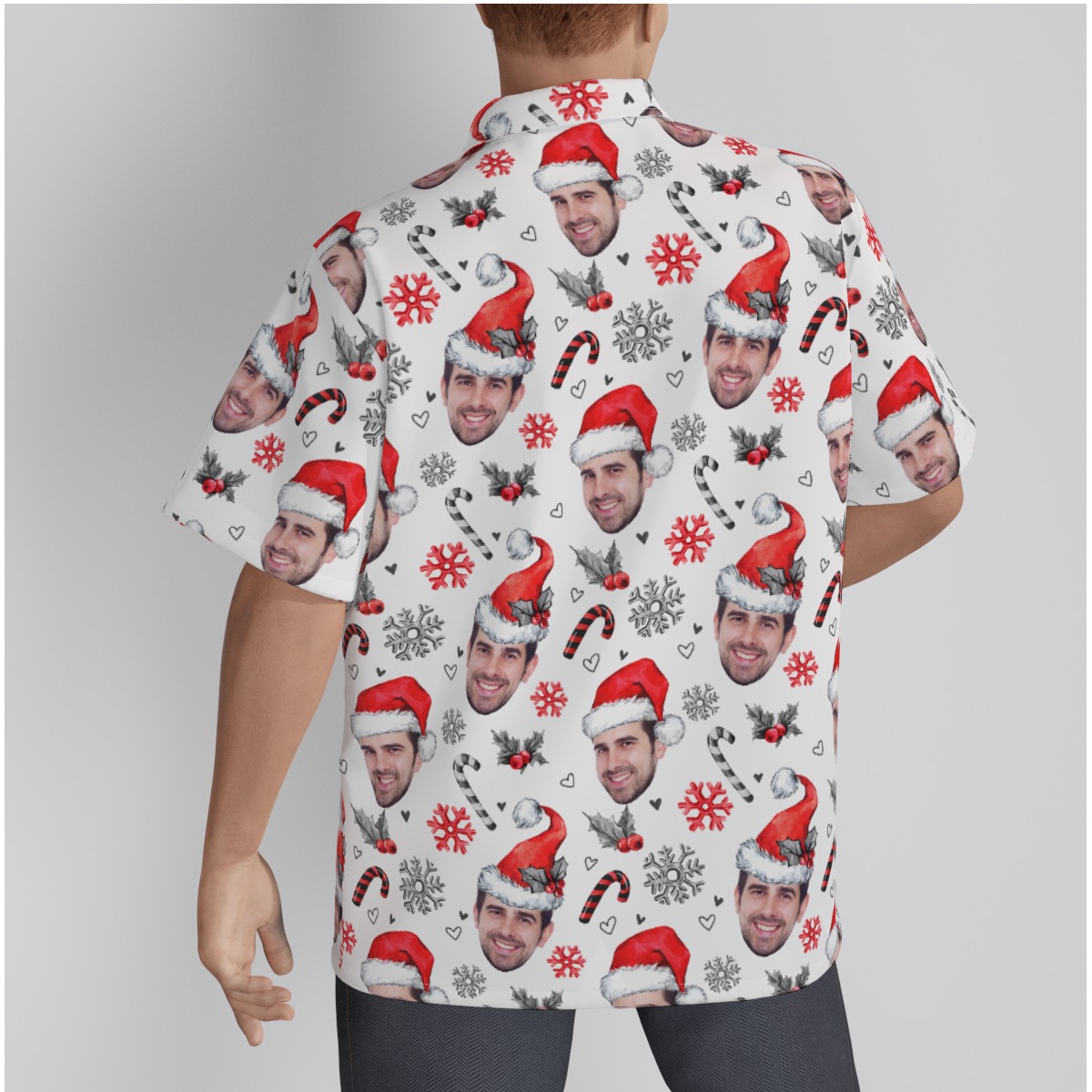 Men's Cool Custom Face Christmas Hawaiian Shirt