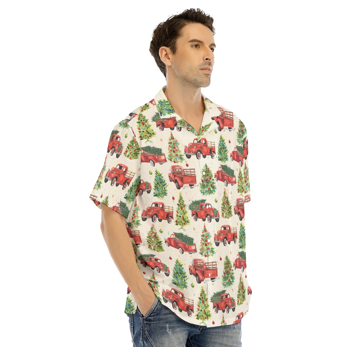Men's Cute Christmas Truck Hawaiian Shirt