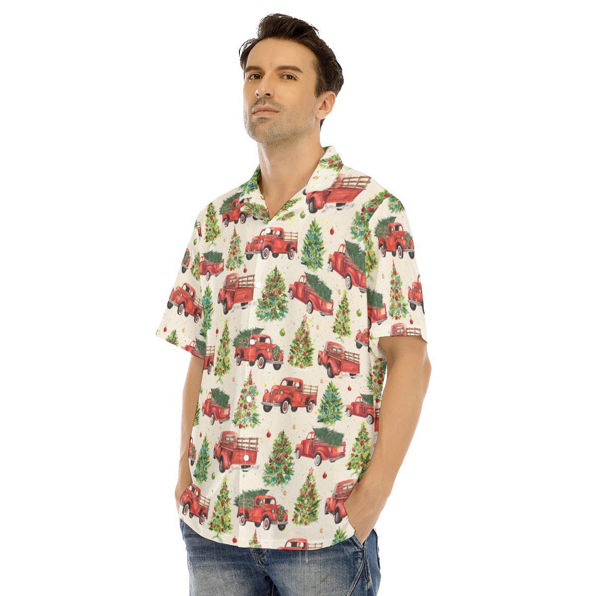 Men's Cute Christmas Truck Hawaiian Shirt