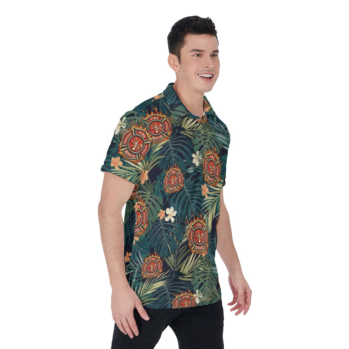 Cool Firefighter Polo Hawaiian Shirt For Men