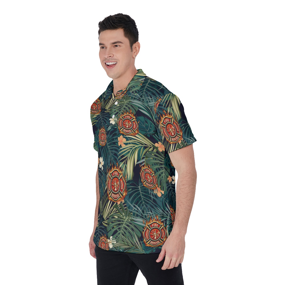 Cool Firefighter Polo Hawaiian Shirt For Men