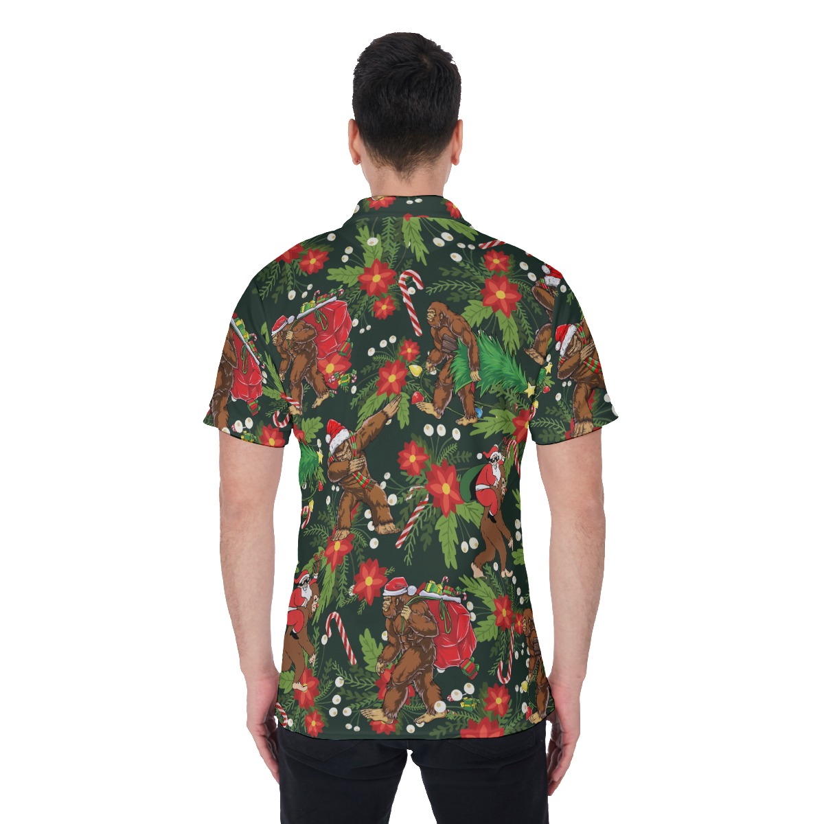 Men's Cool Bigfoot Christmas Polo Hawaiian Shirt