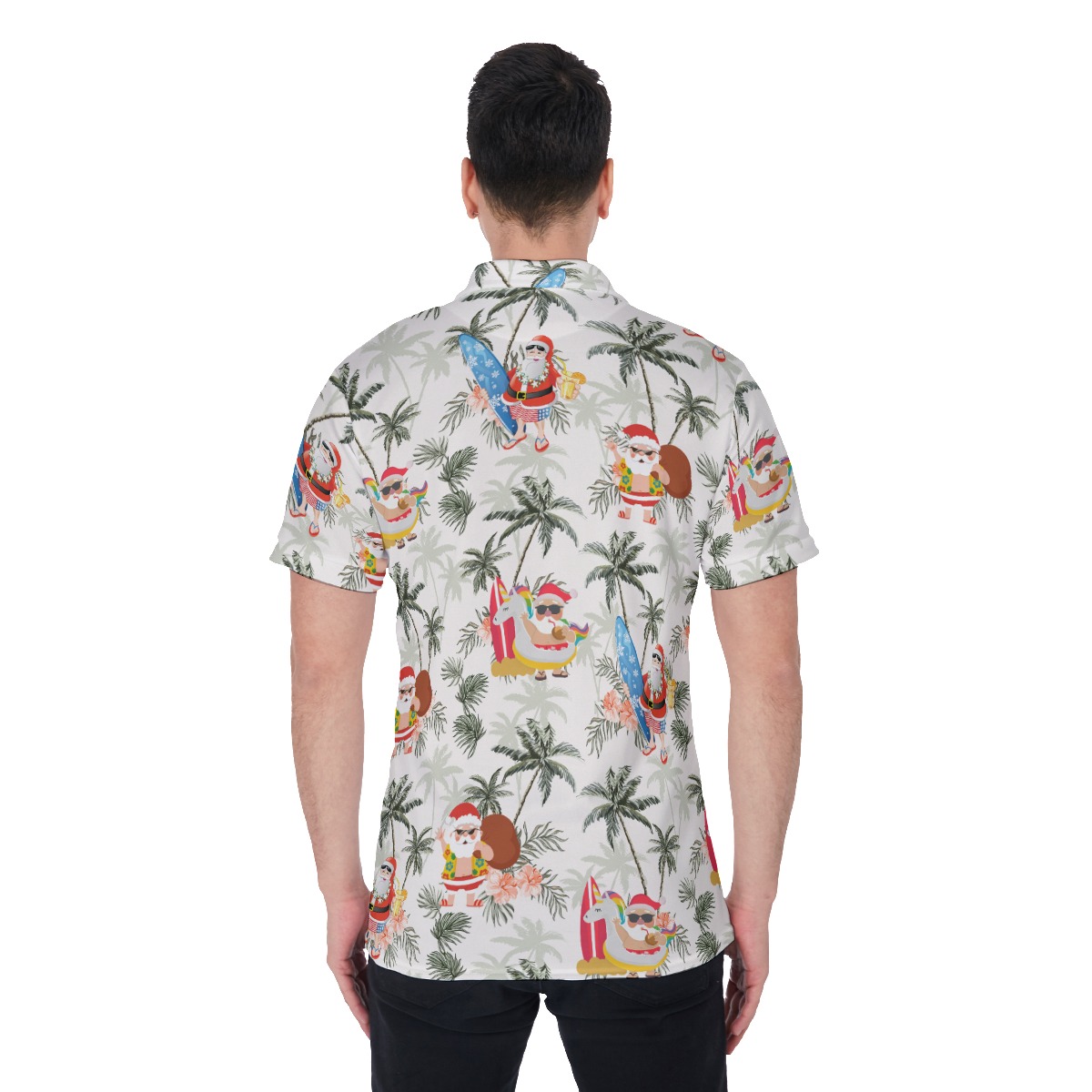 Men's Tropical Christmas Santa Polo Hawaiian Shirt