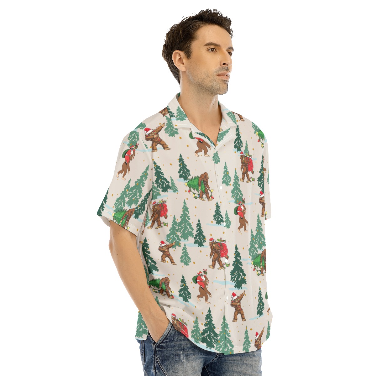 Men's Cool Bigfoot Christmas Hawaiian Shirt