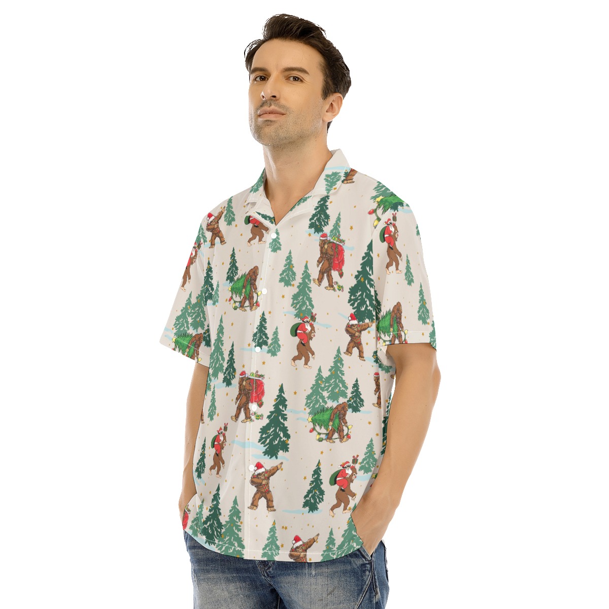 Men's Cool Bigfoot Christmas Hawaiian Shirt