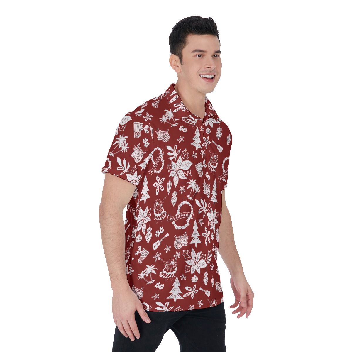 Men's Merry Christmas Red Polo Hawaiian Shirt