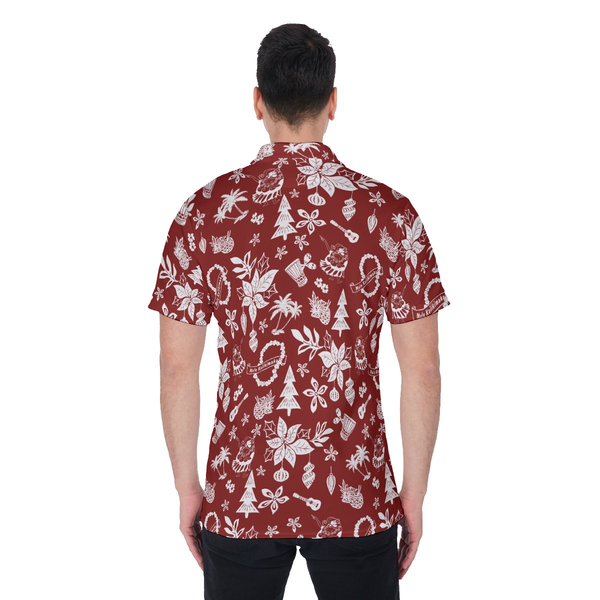 Men's Merry Christmas Red Polo Hawaiian Shirt
