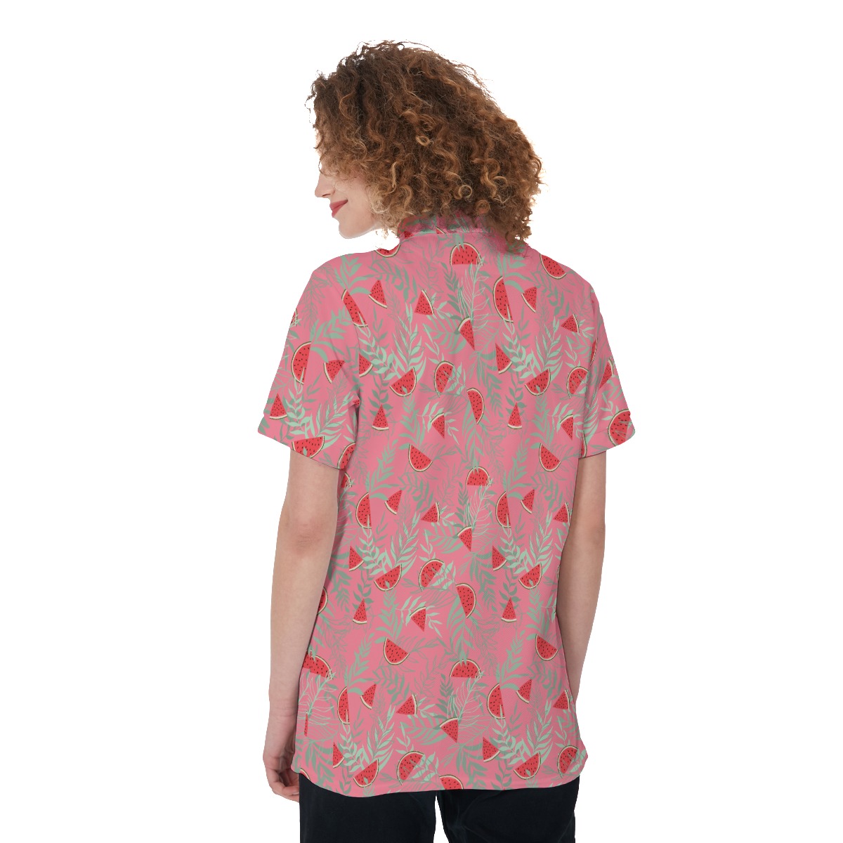 Watermelon Red Hawaiian Golf Shirt For Women