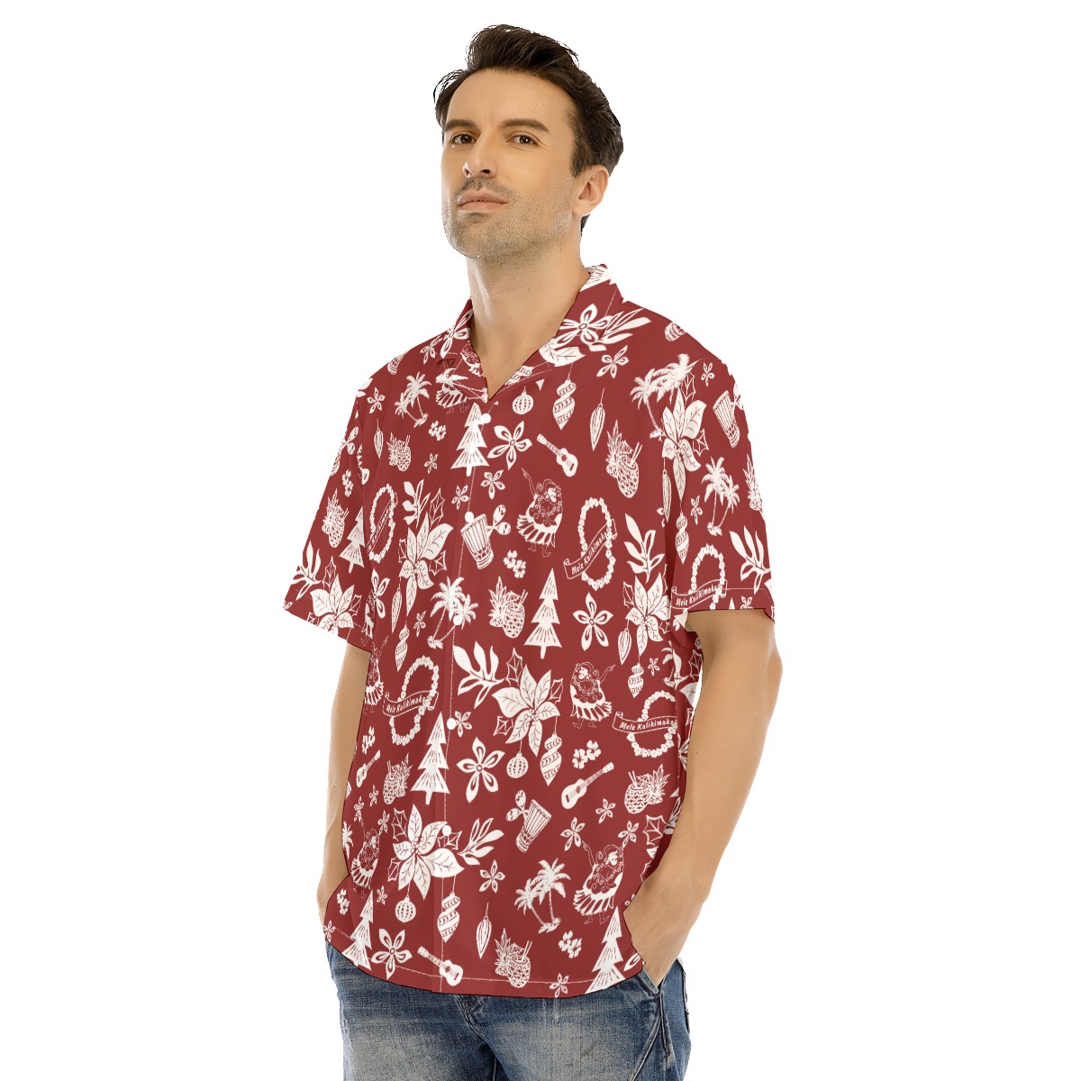 Men's Merry Christmas Red Hawaiian Shirt
