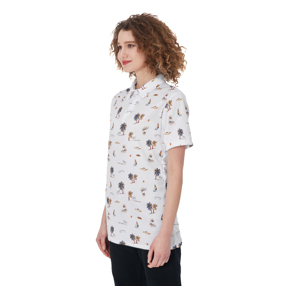 Women's Palm Tree Hawaiian Golf Shirt