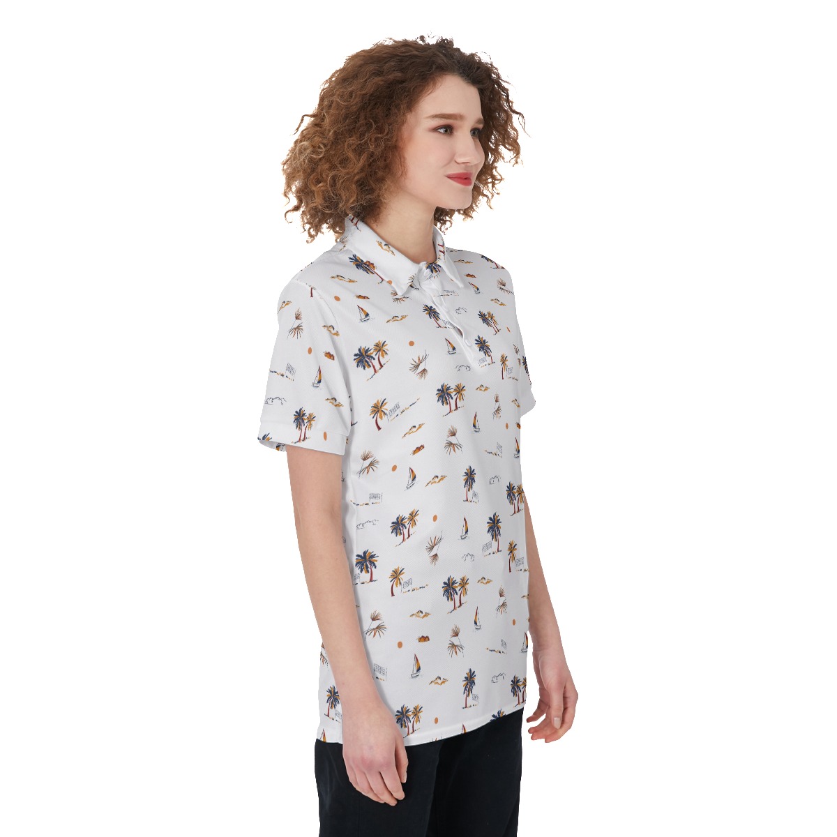 Women's Palm Tree Hawaiian Golf Shirt