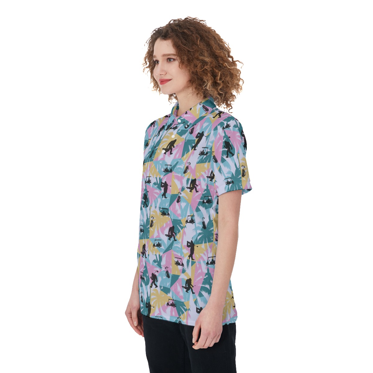 Bigfoot Playing Golf Women's Polo Shirts