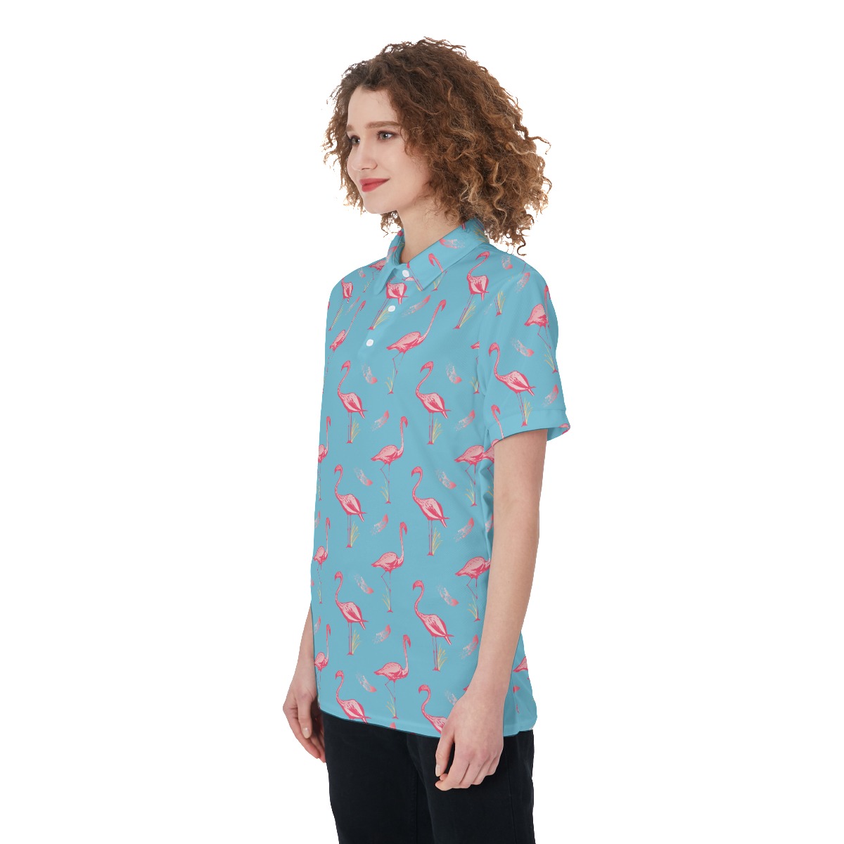 Cool Flamingo Blue Hawaiian Shirt For Women