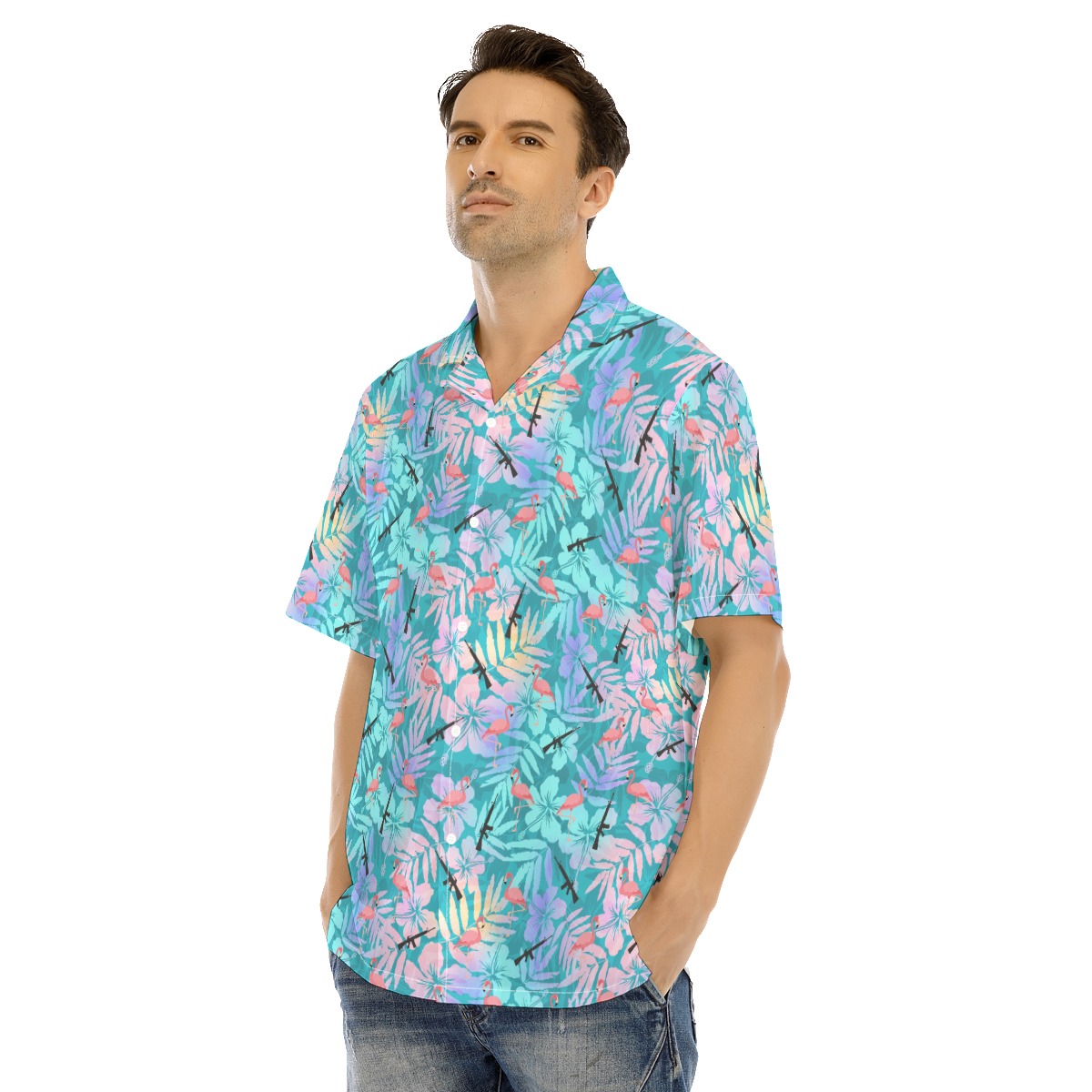 Tropical Flamingo Tactical Men's Hawaiian Shirt
